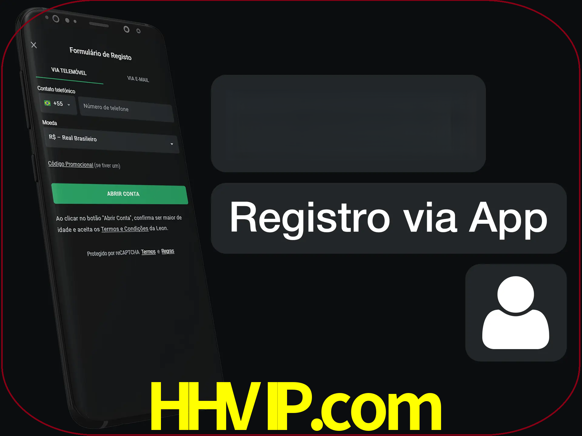 Registre-se com duas etapas usando o aplicativo.