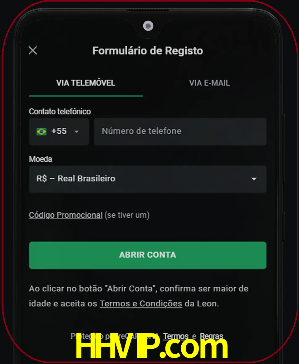 Abra o aplicativo e inicie o processo de registro.